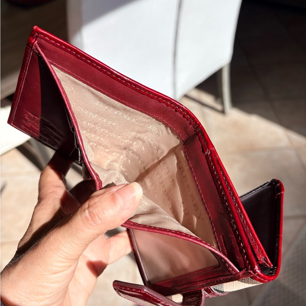 Burberry Super Nova Check Berry and Beige Leather Wallet - Picture 11 of 16